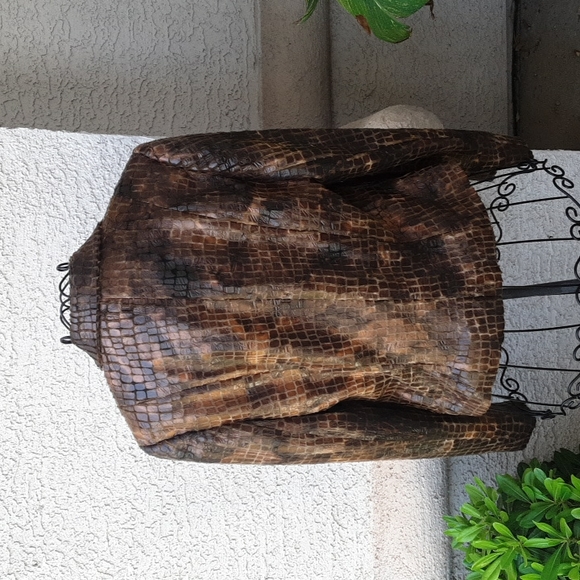 Vintage Lena Gabrielle New York Brown Blazer Jacket  Sz 12 Faux Alligator - Picture 4 of 9
